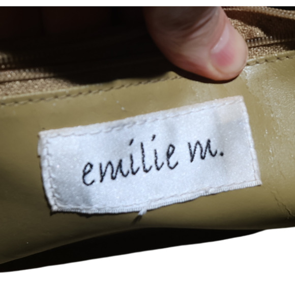 Emilie M VTG Leather Tote Mustard Yellow Western Cut-Out Sz M Western Structured - Picture 3 of 11